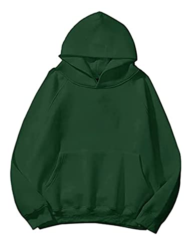 SAFRISIOR Oversized Hoodies für Damen und Herren Paare Fleece Basic Solid Kapuzenpullover Jacken, Grün , S von SAFRISIOR