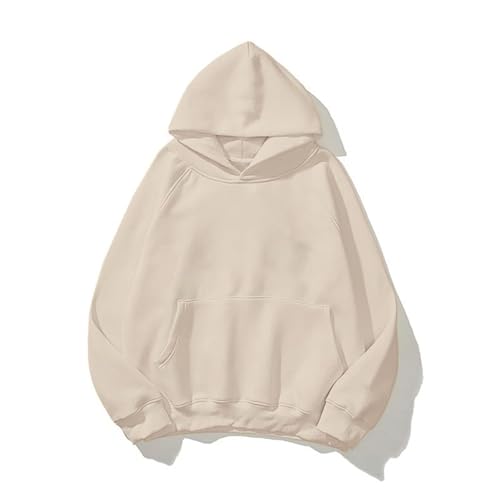 SAFRISIOR Übergroße Hoodies für Damen und Herren, Paare, Fleece, einfarbig, Kapuzen-Sweatshirt, Pullover, Jacken, Beige, Medium von SAFRISIOR