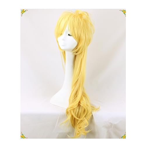 33 Zoll/85 cm lange lockige gewellte Wellenperücke mit Pony, synthetische Faser, natürliche lange Perücke for Frauen, Party, Cosplay von SAFWEL