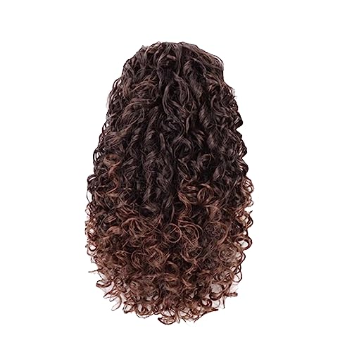 35,6 cm lange, gewellte Perücken for Damen, hitzebeständige Kunstfaser, for die tägliche Party, Halloween, Kostüm, Cosplay (Color : Brown) von SAFWEL