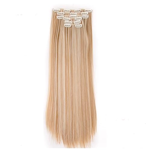 Clip-in-Haarverlängerung, lange, glatte synthetische Haarteile mit schütterem Haar, zusätzliches Haar for Frauen, Kinder, Mädchen, Partys (Color : Gold B) von SAFWEL