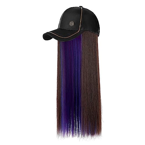Lange, gewellte synthetische Perücke, Hut mit lockigem Haar for Frauen und Mädchen, hitzebeständige synthetische Perücke for den Alltag auf Partys (Color : Blue A) von SAFWEL
