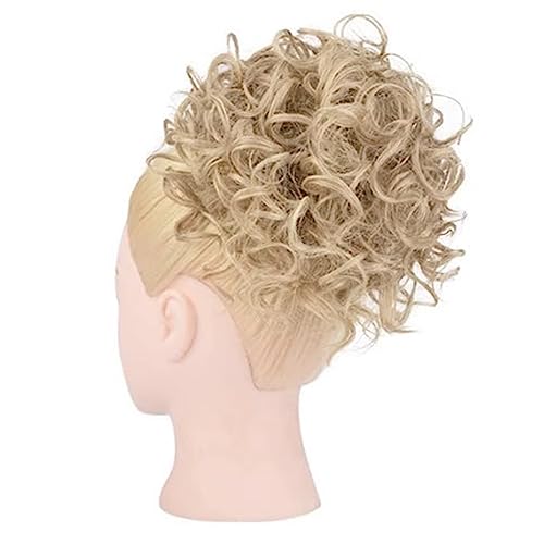 Unordentlicher Haarknoten, Haargummis, Verlängerung, lockig, gewellt, unordentlicher synthetischer Chignon for Frauen for den Alltag, Urlaub (Color : Gold B) von SAFWEL