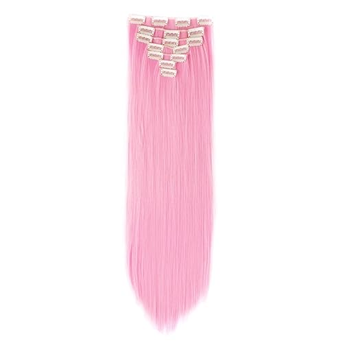 Unsichtbare Verlängerung, Echthaar for Frauen, natürliches glattes Haar, einteilige synthetische Perücke for Frauen, täglicher Gebrauch (Color : Pink) von SAFWEL