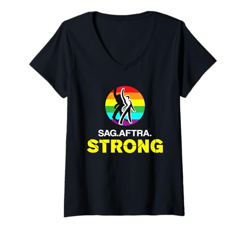 Damen SAG AFTRA Starkes Hemd, Ständer mit SAG-AFTRA T-Shirt mit V-Ausschnitt von SAG AFTRA strong T-shirt, Stand with SAG-AFTRA Tee