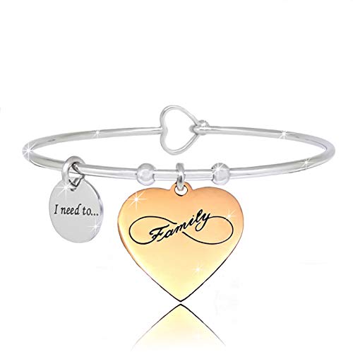 SAGA GIOIELLI® Armband Damen Sprüche Gedanken Emotionale Wörter mit Gravur aus Stahl Herz Rosé Legierter Stahl, Legierter Stahl von SAGA GIOIELLI