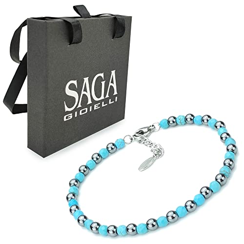 SAGA GIOIELLI® Armband Unisex Kugeln aus harten Steinen aus Stahl von SAGA GIOIELLI