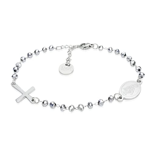 SAGA GIOIELLI® Rosenkranz-Armband aus versilberten Kristallen aus Stahl Unisex von SAGA GIOIELLI