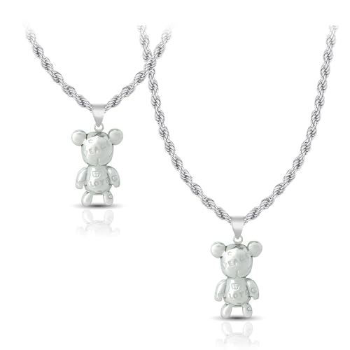 SAGA GIOIELLI® Schmuckset Halskette Armband Teddybär Stahl, m, Edelstahl, Kein Edelstein von SAGA GIOIELLI