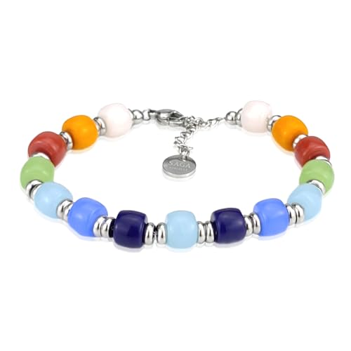 SAGA GIOIELLI® Unisex-Armband aus Edelstahl Perlen Nepite, Keramik Edelstahl Legierter Stahl von SAGA GIOIELLI