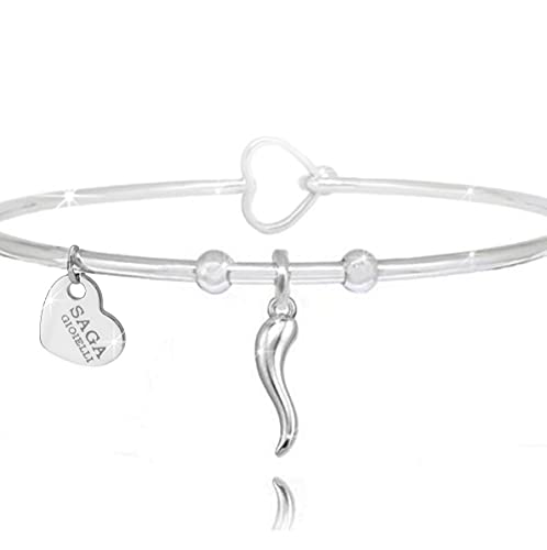 SAGA GIOIELLI Armband Damen Horn Glücksbringer Stahl, 6,2 centimeters, Legierter Stahl von SAGA GIOIELLI
