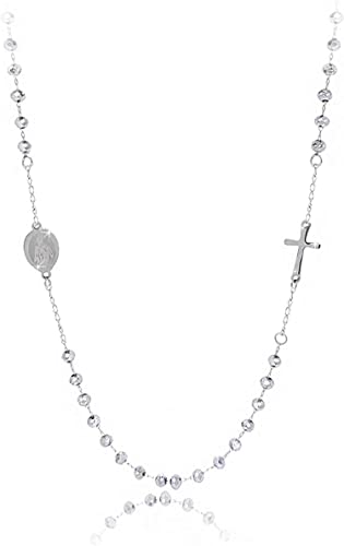 SAGA GIOIELLI Rosenkranz-Halskette aus Stahl mit versilberten Kristallen, Legierter Stahl von SAGA GIOIELLI