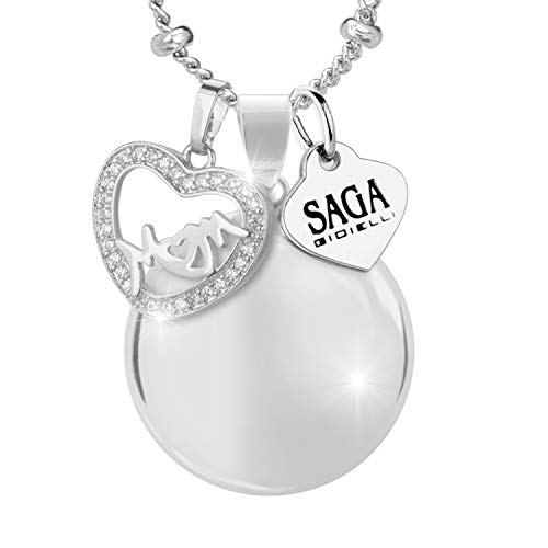 Saga Gioielli – Halskette Engelsrufer mit Klangkugel und Herz, Swarovski Elements von SAGA GIOIELLI