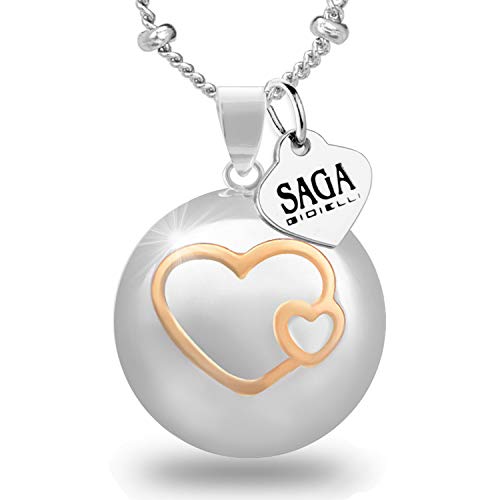 Saga Schmuck Halskette Engelsrufer Klangkugel Doppel Herz Gold von SAGA GIOIELLI