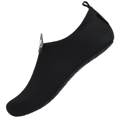 Atmungsaktiv Surfschuhe Unisex Schnell Trocknend Strandschuhe für Mann Frau Leichte Schuhe Bade Schwim Barfuß Yoga Wassersport, Schwimmen Schwarz 36/37 von SAGUARO