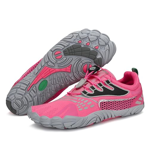 Barfussschuhe Damen Schnell Trocknend Trail Laufschuhe Frauen Leicht Fitnessschuhe Barfuß Outdoorschuhe Rosa Pink Gr.36 von SAGUARO