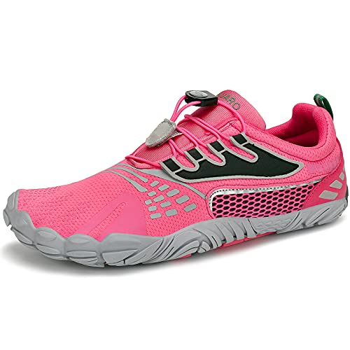 Barfussschuhe Damen Schnell Trocknend Trail Laufschuhe Frauen Leicht Fitnessschuhe Barfuß Outdoorschuhe Rosa Pink Gr.37 von SAGUARO