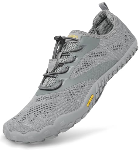 SAGUARO Barfuss Schuhe Damen Barfußschuhe Herren Zehenschuhe rutschfest Atmungsaktive Barefoot Shoes Indoor & Outdoor Barfussschuhe mit Breiter Zehenbox & Zero Drop Solhe, Grau, 41 EU von SAGUARO