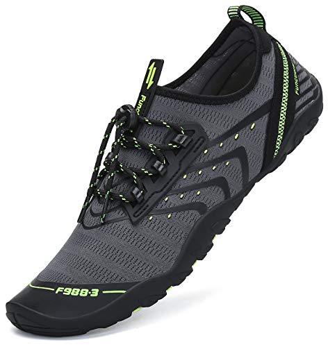Barfussschuhe Frauen Outdoor Schwimmschuhe Herren Strand Aquaschuhe Damen Sommer Badeschuhe Männer Weiche Faltbar Neopren Surfschuhe Grau Gr.44 von SAGUARO