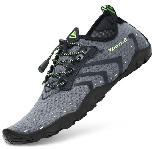 SAGUARO Wasserschuhe Herren Damen Schnell Trocknend Schwimmschuhe Atmungsaktiv rutschfeste Badeschuhe mit Dicke Sohle für Frauen Männer, Reines Grau, 44 EU von SAGUARO
