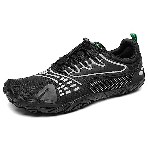 Barfußschuhe Herren Trail Laufschuhe Damen Outdoor Fitnessschuhe Frauen Wander Trekkingschuhe Männer Schwarz Gr.36 von SAGUARO