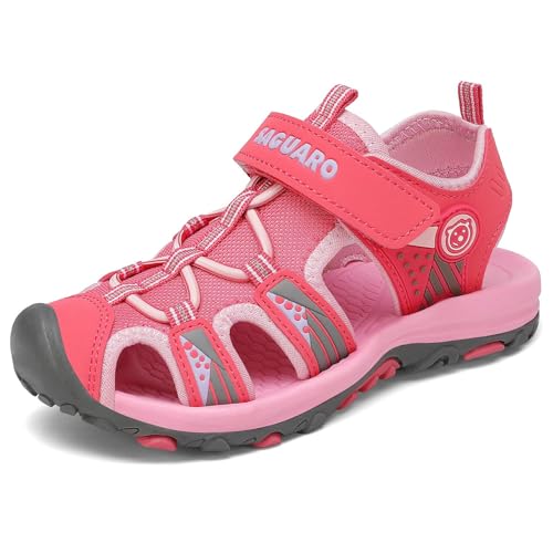 SAGUARO Geschlossene Sandalen Kinder Outdoor Sports Trekking Schuhe Atmungsaktiv Schnell Trocknend Mädchen Strand Schuhe rutschfest Breathable Pink Gr.36 von SAGUARO