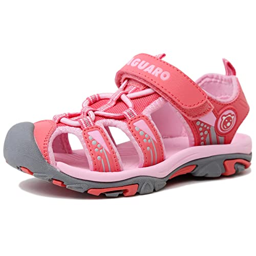 SAGUARO Geschlossene Sandalen Kinder Outdoor Sports Trekking Schuhe Atmungsaktiv Schnell Trocknend Mädchen Strand Schuhe Rutschfest Breathable Pink Gr.26 von SAGUARO