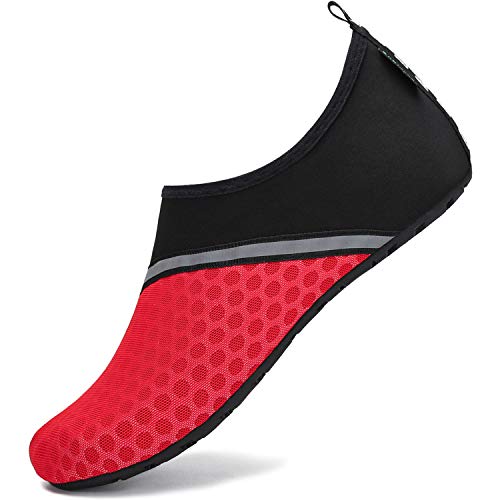 Herren Schwimmschuhe Weiche Bequeme Strandschuhe für Frauen Schnell Trocknend Anti-Rutsch Surfschuhe Sommer Badeschuhe Erwachsene Water Shoes, Rot 40/41 von SAGUARO