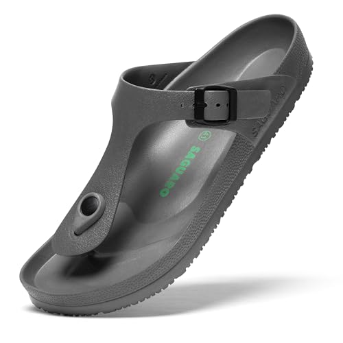 SAGUARO Hausschuhe Herren Damen Leicht Elastisch Pantoletten Klassisch Badschuhe Unisex Erwachsener Sandalen, Slipper Grau 46 von SAGUARO