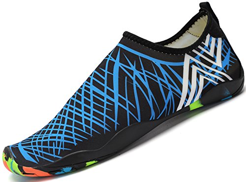 SAGUARO® Badeschuhe Strandschuhe Aquaschuhe Wasserschuhe Surfschuhe Schwimmschuhe für Damen Herren Kinder, Blau, 39 EU von SAGUARO
