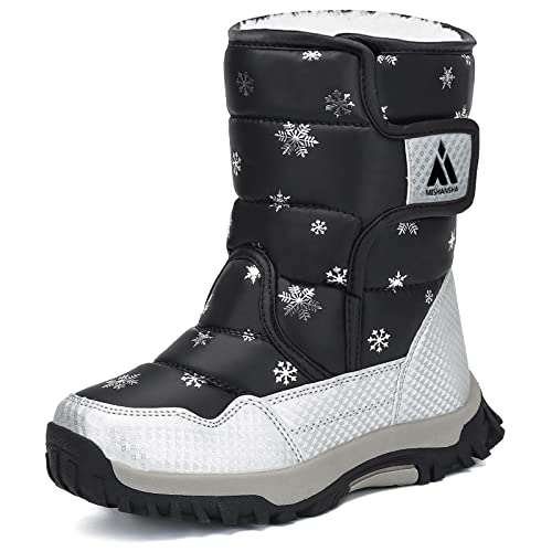 SAGUARO Kinder Schneestiefel Warm gefütterte Winterstiefel Winter Winterschuhe Snowboots für Jungen Mädchen, Schwarz, 36 EU von SAGUARO