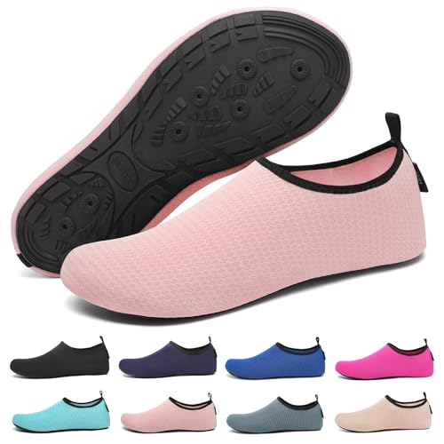 SAGUARO Badeschuhe Wasserschuhe Schwimmschuhe Aquaschuhe für Damen, Schnell Trocknend Strandschuhe Seeigel Neoprenschuhe für Wassersport mit Drainagelöcher Rosa Gr.36/37 von SAGUARO