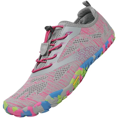 SAGUARO Aquaschuhe Damen Strandschuhe Barfuß-Traillaufschuhe Schuh mit Zehen Bequeme Laufschuhe Fitness Barefoot Schuhe Outdoor Schwimmschuhe Barfußschuhe für Frauen Gymnastik, Pink 39 von SAGUARO