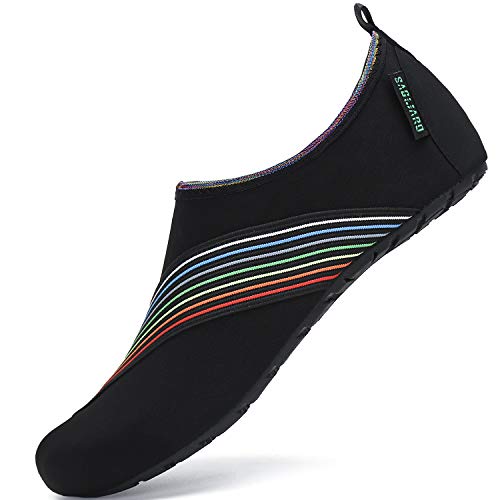 SAGUARO Aquaschuhe Herren Badeschuhe Damen Schnell Trocken Wasserschuhe Schwarz Gr.38/39 von SAGUARO