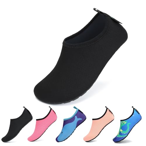 SAGUARO Aquaschuhe Wasserschuhe Mädchen Leichte Flexible Strandschuhe Barfuß Surfschuhe,Mesh Schwarz,34/35 von SAGUARO