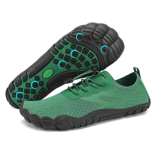 SAGUARO Badeschuhe Damen Herren Barfußschuhe Wasserschuhe Barfuss Schwimmschuhe Gegen Seeigel Aquaschuhe Leicht Strandschuhe rutschfest Barfussschuhe Sport Neoprenschuhe Waldgrün, Gr.36 von SAGUARO