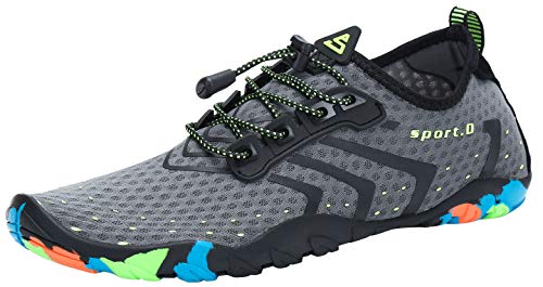 SAGUARO Badeschuhe Damen Herren Schwimmschuhe Surfschuhe Barfusschuhe Wasserschuhe Strandschuhe Aquaschuhe rutschfeste Tauchschuhe(Grau,41 EU) von SAGUARO