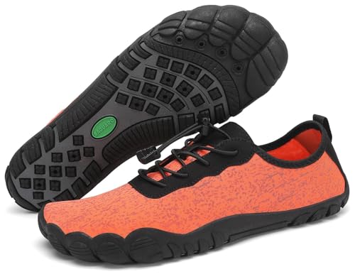 SAGUARO Badeschuhe Damen Herren Wasserschuhe Leicht Schwimmschuhe Schnell Trocknend Atmungsaktiv Strandschuhe Aquaschuhe rutschfeste Outdoor Barfußschuhe für Frauen Männer, Orange, 43 EU von SAGUARO