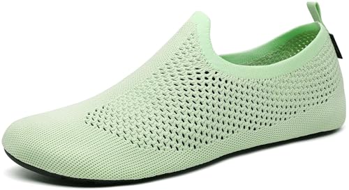 SAGUARO Hausschuhe Damen Herren Leicht Hüttenschuhe Atmungsaktiv Rutschfest Flache Pantoffeln Bequem Weich Flexibel Schlappen Home Cozy Geschlossene Slippers, Grün 44/45EU von SAGUARO