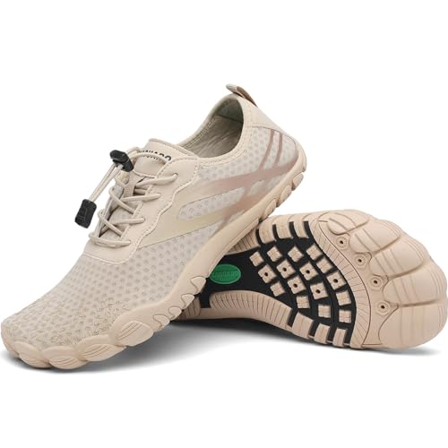 SAGUARO Badeschuhe Damen Herren Wasserschuhe Schwimmschuhe Schnelltrocken Aquaschuhe Strandschuhe Leicht Neoprenschuhe Surfschuhe rutschfeste Tauchschuhe Wassersportschuhe Khaki Gr.36 EU von SAGUARO