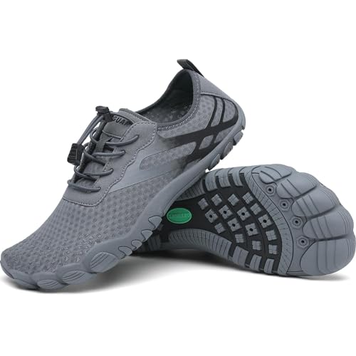 SAGUARO Badeschuhe Damen Herren Wasserschuhe Schwimmschuhe Schnelltrocken Aquaschuhe Strandschuhe Leicht Neoprenschuhe Surfschuhe rutschfeste Tauchschuhe Wassersportschuhe Nardo Grau Gr.43 EU von SAGUARO