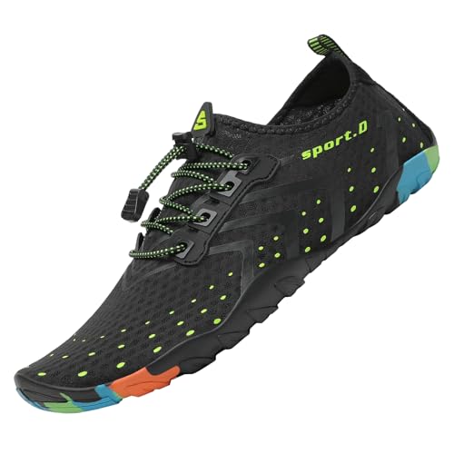 SAGUARO Badeschuhe Damen Herren Wasserschuhe Schwimmschuhe Schnelltrocken Aquaschuhe Strandschuhe Leicht Neoprenschuhe Surfschuhe rutschfeste Tauchschuhe Wassersportschuhe Stil 1:Schwarz Gr.47 EU von SAGUARO