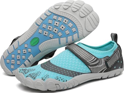 SAGUARO Badeschuhe Herren Wasserschuhe Damen Barfuss Schuhe Sport Schwimmschuhe Barfußschuhe Gegen Seeigel Aquaschuhe rutschfest Strandschuhe Leicht Neoprenschuhe Barfussschuhe Azurblau, Gr.39 von SAGUARO