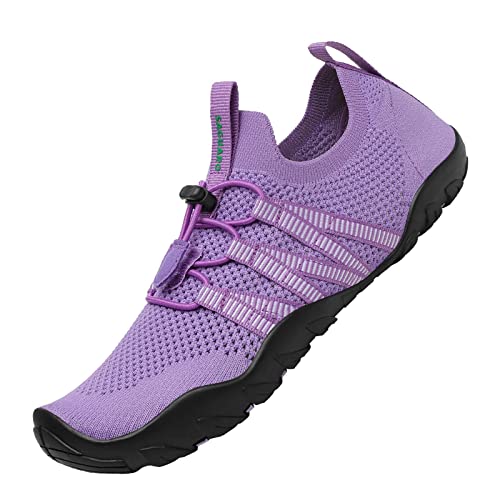 SAGUARO Damen Badeschuhe Unisex Leicht Aquaschuhe rutschfest Atmungsaktiv Herren Strandschuhe Schnell Trocknend Sommer Wasserschuhe Hellviolett 37 EU von SAGUARO