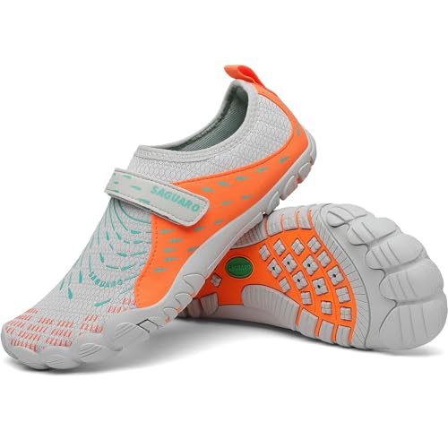 SAGUARO Badeschuhe Herren Wasserschuhe Damen Barfuss Schuhe Sport Schwimmschuhe Barfußschuhe Gegen Seeigel Aquaschuhe rutschfest Strandschuhe Leicht Neoprenschuhe Barfussschuhe Tangelo, Gr.39 von SAGUARO