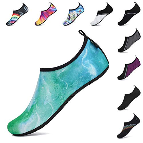 SAGUARO Badeschuhe Damen Wasserschuhe Herren Atmungsaktiv Strandschuhe für Yoga Aquaschuhe Frauen Surfschuhe Männer Sommer Strand Garten Wassersport Surfen Beach Aquagrün 38/39 EU von SAGUARO