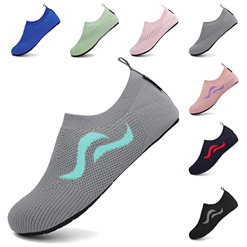 SAGUARO Badeschuhe Damen Wasserschuhe Herren Atmungsaktiv Strandschuhe für Yoga Aquaschuhe Frauen Surfschuhe Männer Sommer Strand Garten Wassersport Surfen Beach Dunkelgrau 36/37 EU von SAGUARO