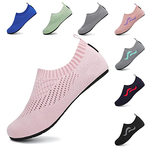 SAGUARO Badeschuhe Damen Wasserschuhe Herren Atmungsaktiv Strandschuhe für Yoga Aquaschuhe Frauen Surfschuhe Männer Sommer Strand Garten Wassersport Surfen Beach Pink 36/37 EU von SAGUARO