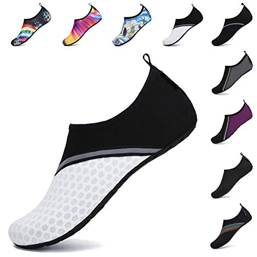 SAGUARO Badeschuhe Damen Wasserschuhe Herren Atmungsaktiv Strandschuhe für Yoga Aquaschuhe Frauen Surfschuhe Männer Sommer Strand Garten Wassersport Surfen Beach Weiß 36/37 EU von SAGUARO