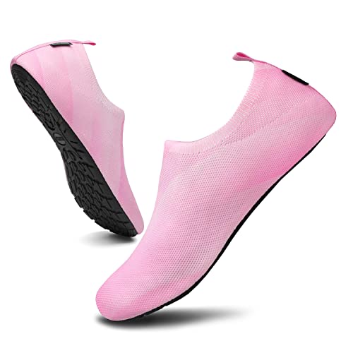 SAGUARO Badeschuhe Damen Wasserschuhe Herren Leichte Schwimmschuhe rutschfest Strandschuhe Schnelltrocknend Aquaschuhe Atmungsaktiv,Pink 40/41EU von SAGUARO